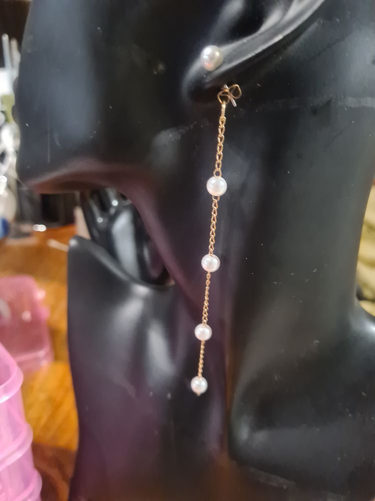 Gold Chain Earrings With Pearls