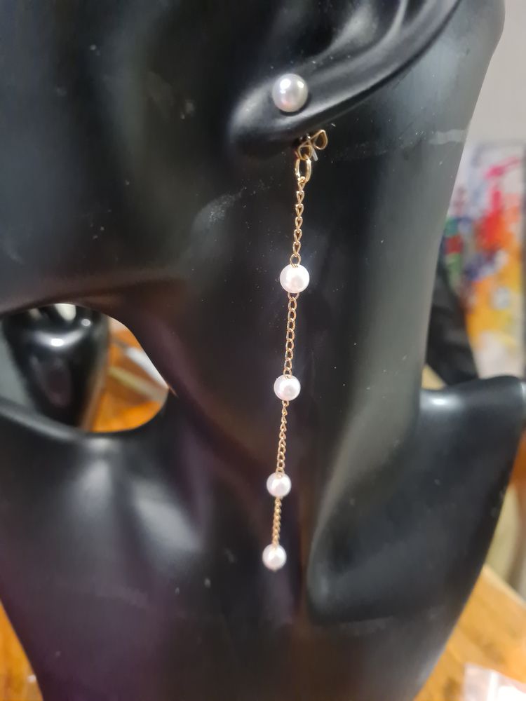 Gold Chain Earrings With Pearls 3