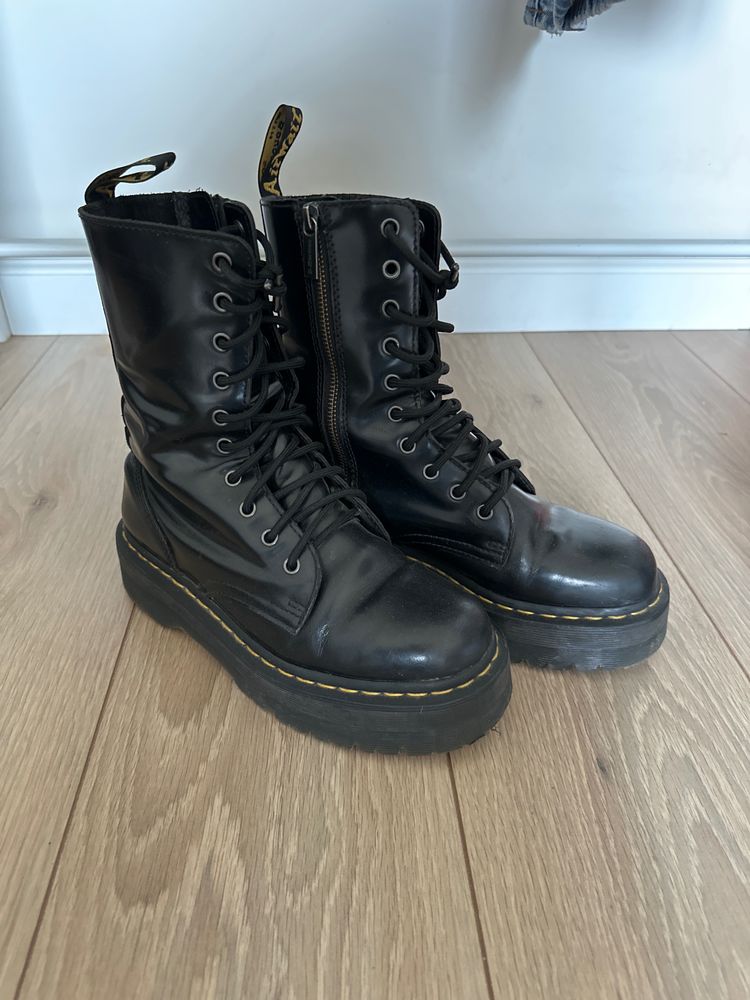 Black Lace-Up Boots With Side Zipper image 1