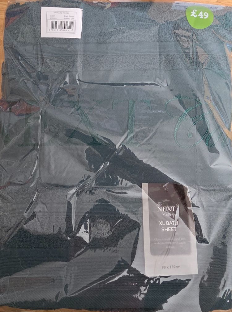 Pack of 3 Green Colour Next Xl Bath Sheet Price Marked £49