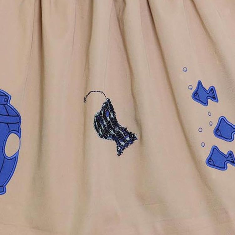 MAGIC MENDING PRELOVED Beige Cotton Skirt with Submarine, 8 years imagen 4