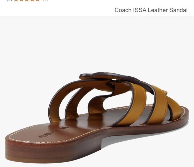 Coach Issa Yellow Gold Leather Slides Sandal Shoes Women's UK 6 BNIB £195 obraz 3