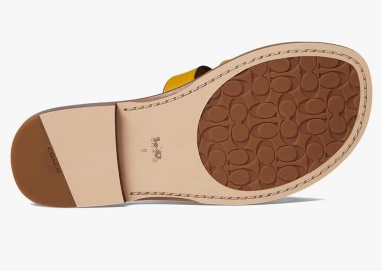 Coach Issa Yellow Gold Leather Slides Sandal Shoes Women's UK 6 BNIB £195 obraz 6