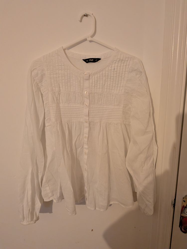 F&F F&F White Long Sleeve Blouse product image