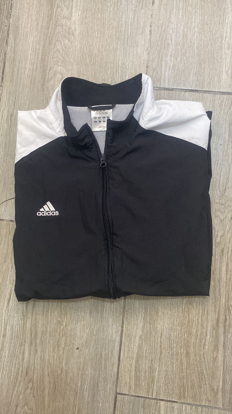 Adidas Black And White Zip-Up Jacket
