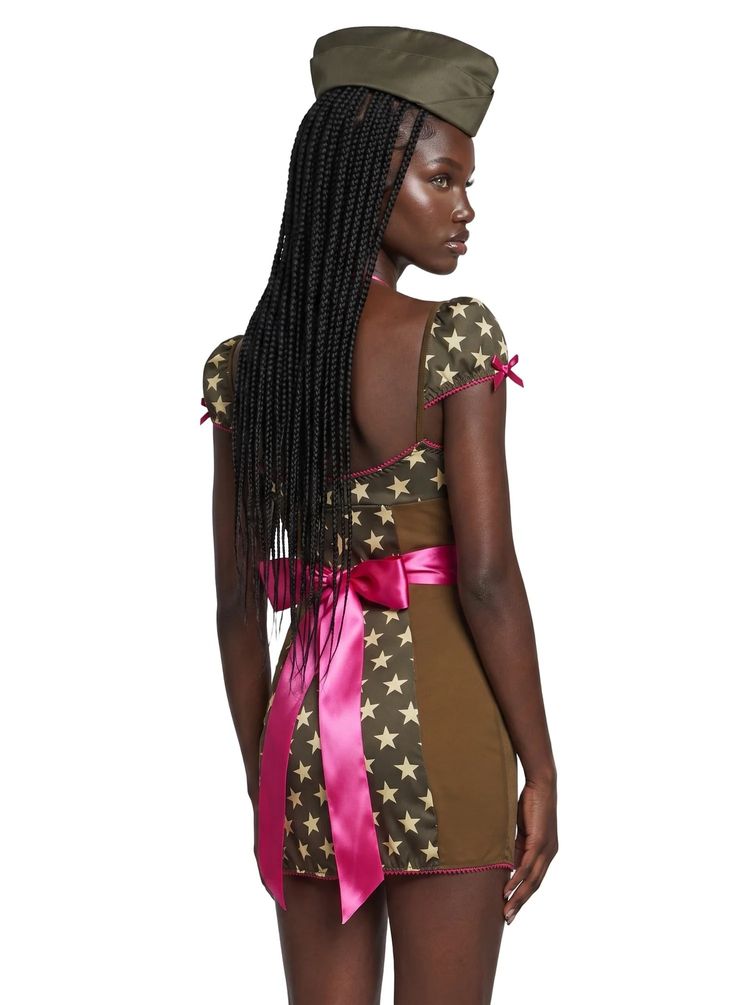 Star-Patterned Mini Dress With Military Hat imagen 3