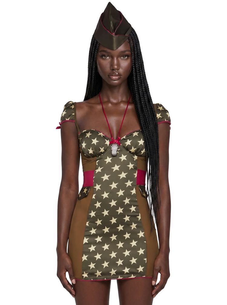 Other Star-Patterned Mini Dress With Military Hat product image
