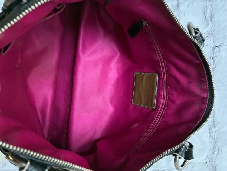 Immagine di Coach Black Tote Bag With Circular Pattern And Pink Interior 3