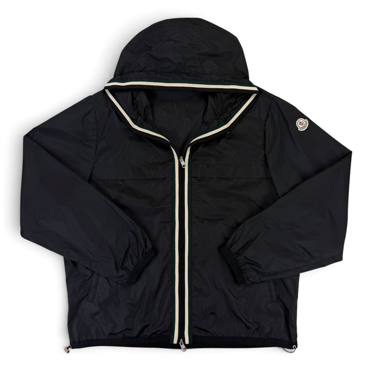 Moncler Men’s Black Windbreaker Jacket - Size 6 (Fit L/XL)