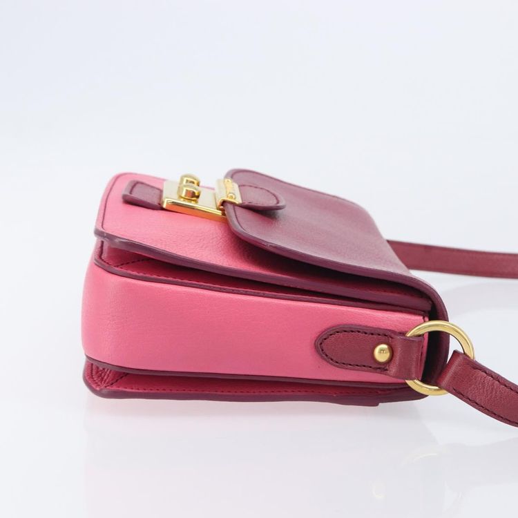 Miu Miu Madras Shoulder Bag Leather Pink Gold Auth 210737V - Jerrillo image 4