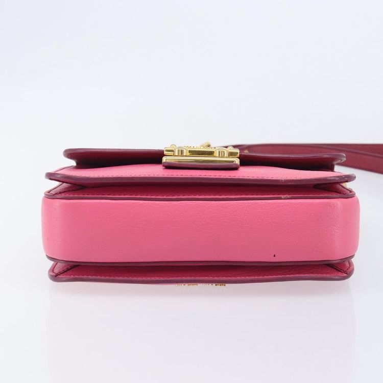 Miu Miu Madras Shoulder Bag Leather Pink Gold Auth 210737V - Jerrillo image 10