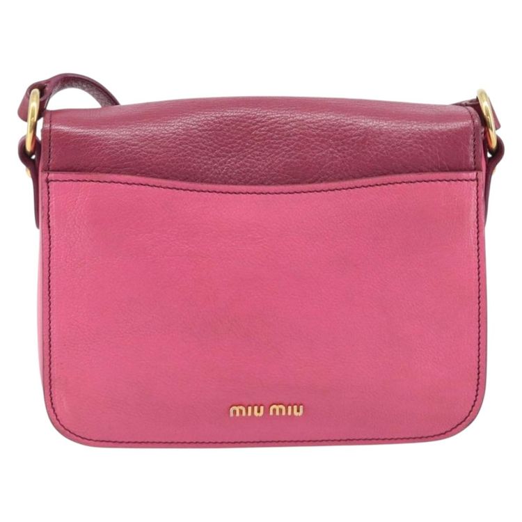 Miu Miu Madras Shoulder Bag Leather Pink Gold Auth 210737V - Jerrillo image 3