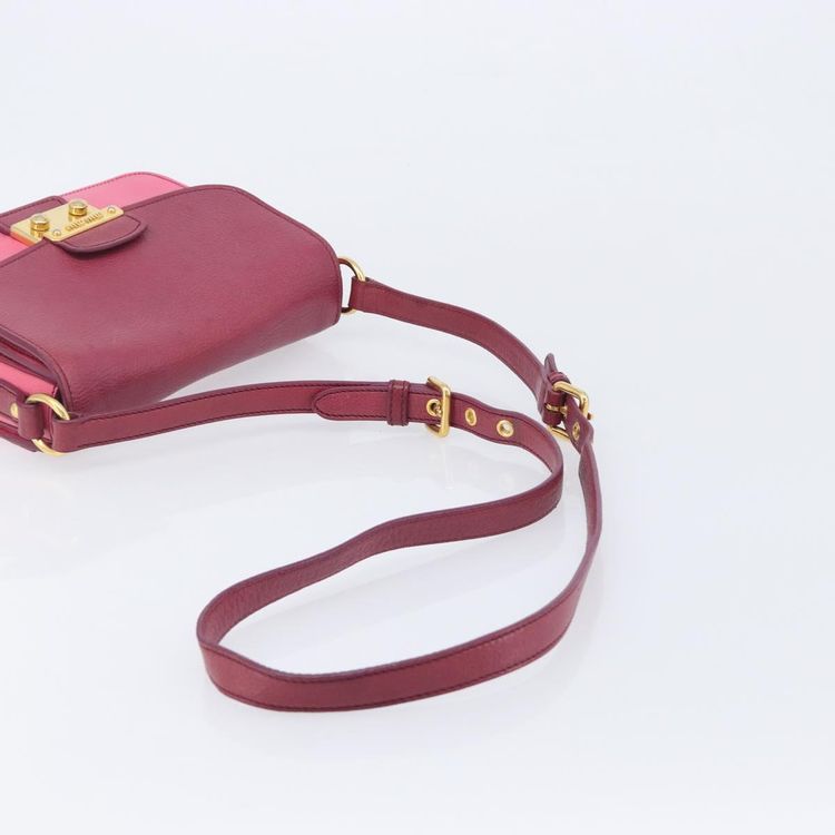 Miu Miu Madras Shoulder Bag Leather Pink Gold Auth 210737V - Jerrillo image 7