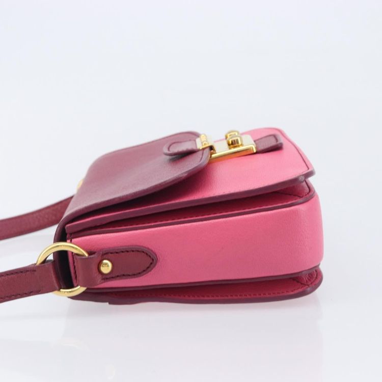 Miu Miu Madras Shoulder Bag Leather Pink Gold Auth 210737V - Jerrillo image 5