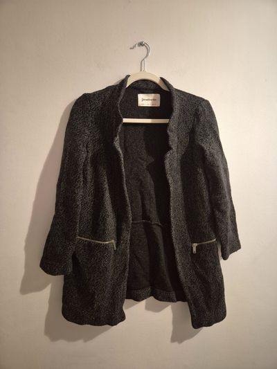 Stradivarius Women's Textured Black Jacket