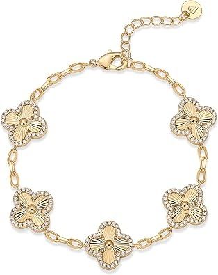 Gold-Tone Floral Charm Bracelet image 1