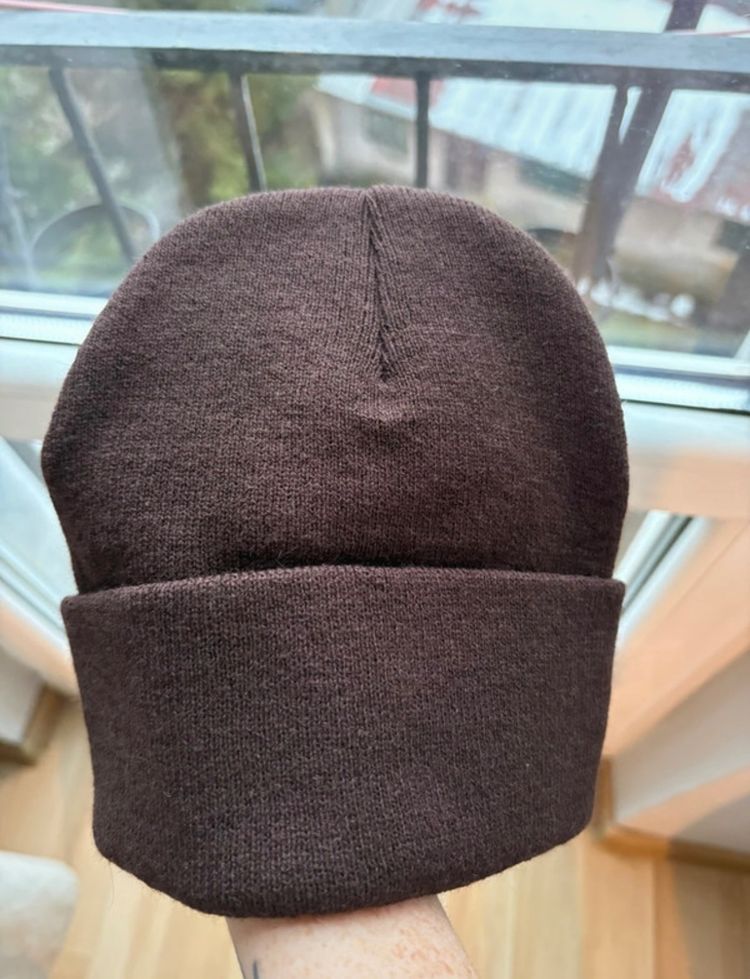 Brown Knit Beanie With Embroidered Logo image 2