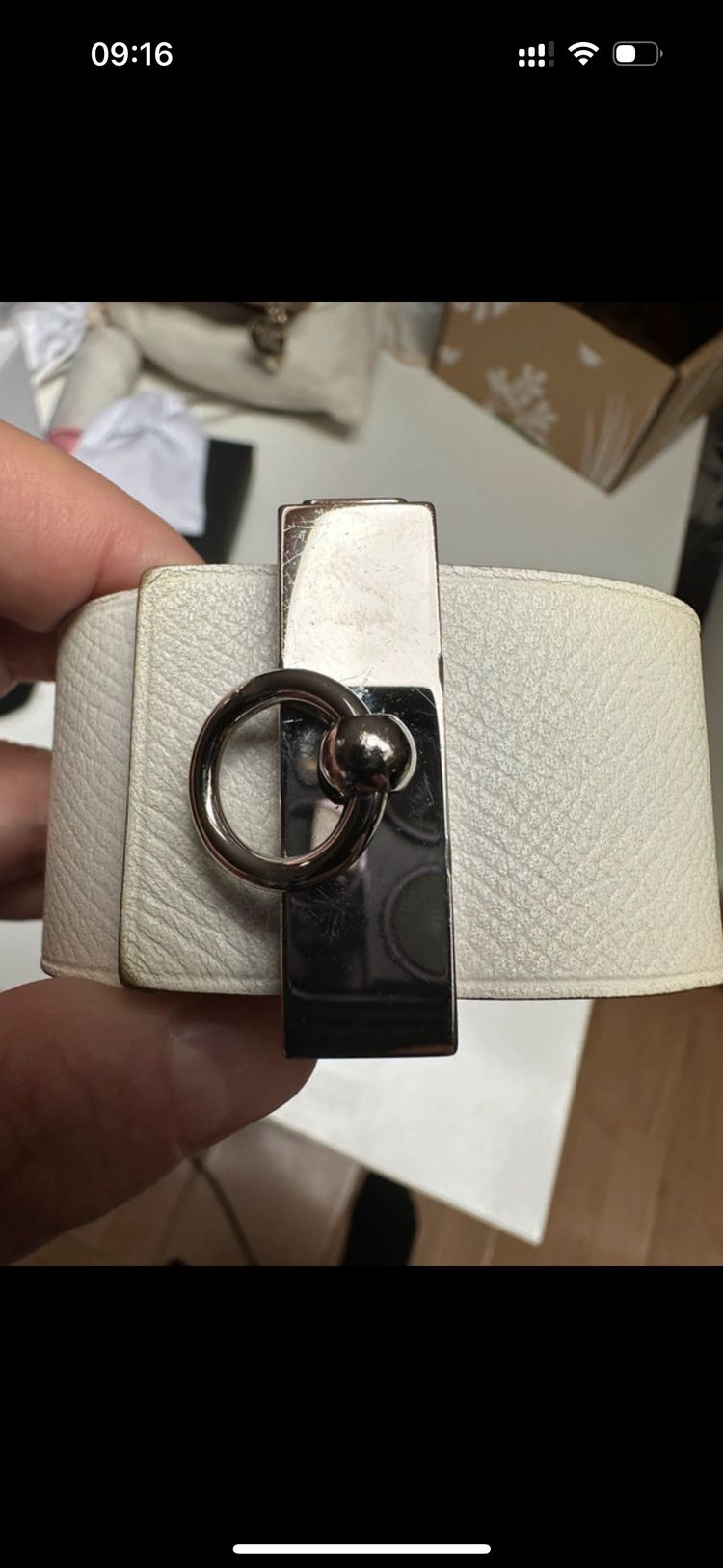 Hermes Cream and Brown Reversible Bracelet image 2