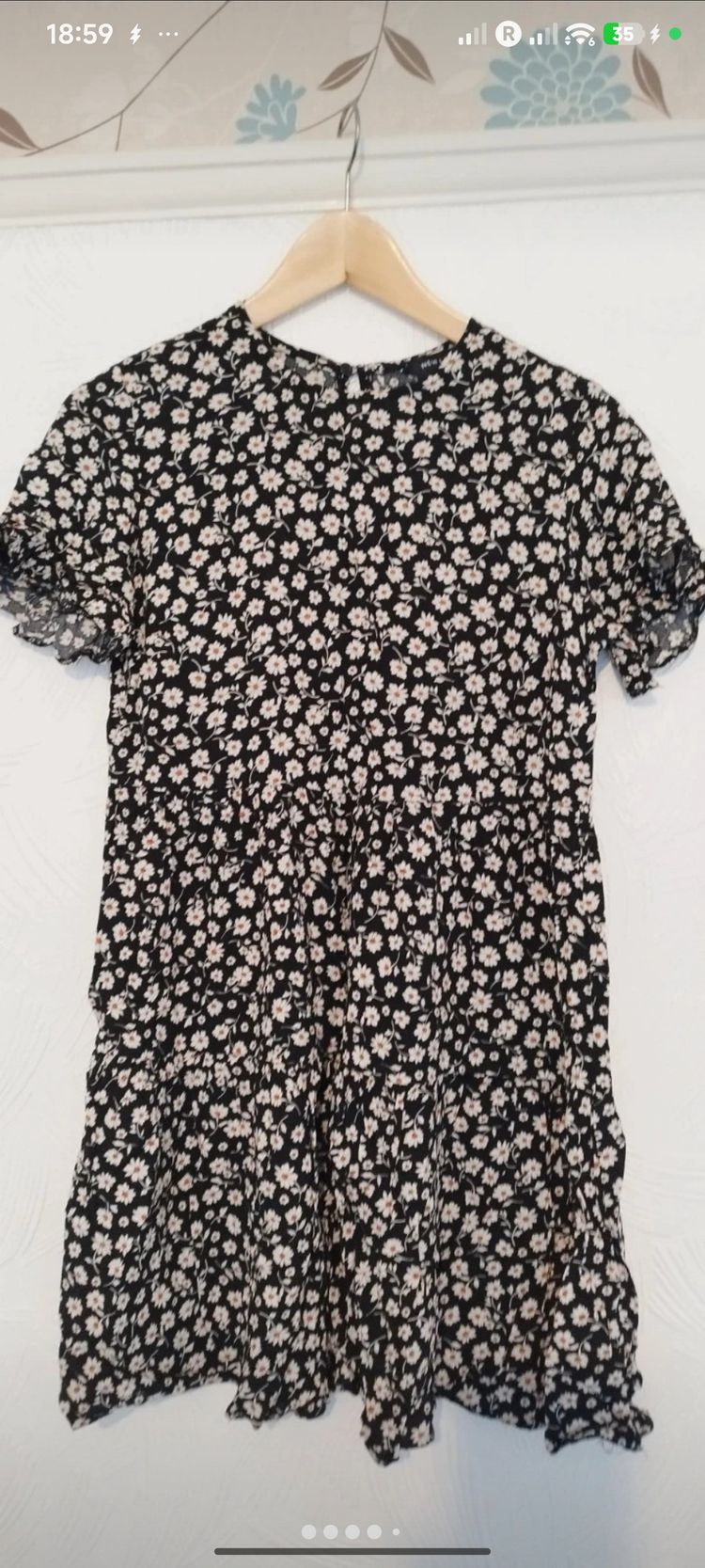 New Look Black Floral Short Sleeve Dress image 4