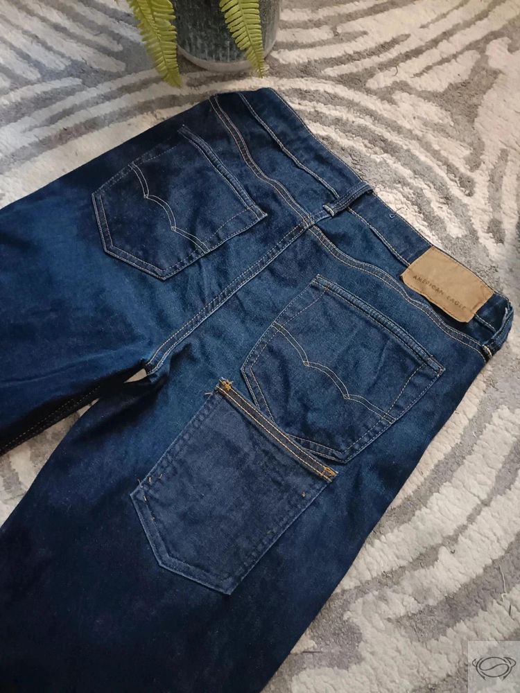 American Eagle Blue Denim Jeans Custom Flared  3