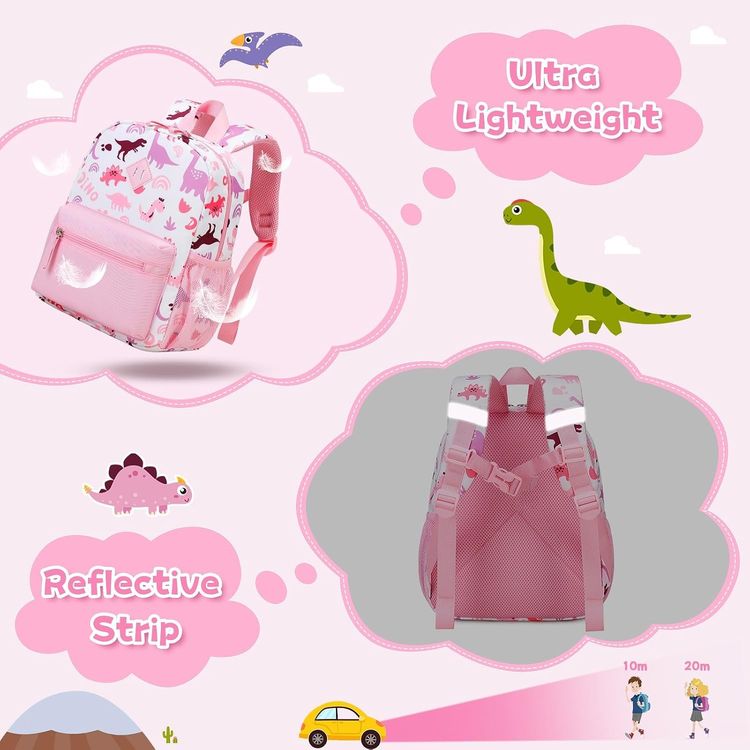 Pink Dinosaur Print Backpack image 2