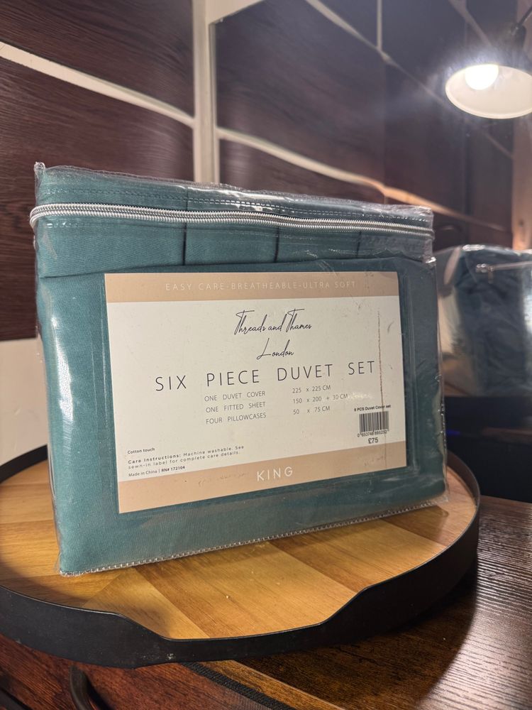 Six Piece Duvet Set  king green
