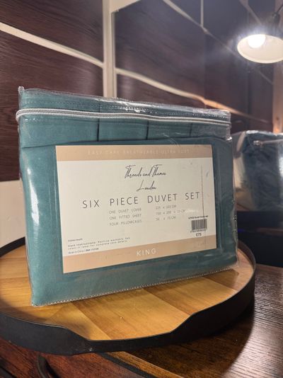 Six Piece Duvet Set king green