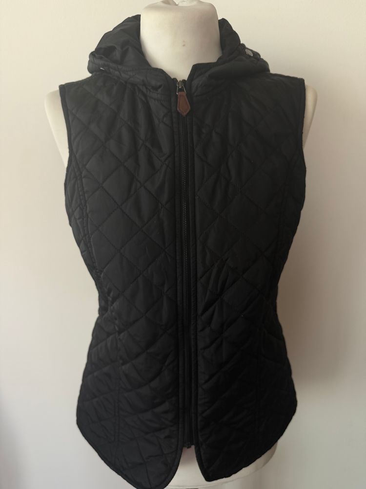 Massimo Dutti Massimo Dutti Black Quilted Sleeveless Vest With Hood size M product image