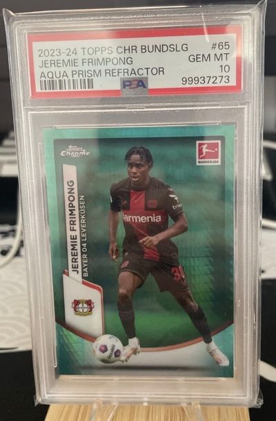 PSA 10 -2023-24 Topps Chrome Bundesliga Jeremie Frimpong Aqua Prism Refractor Card