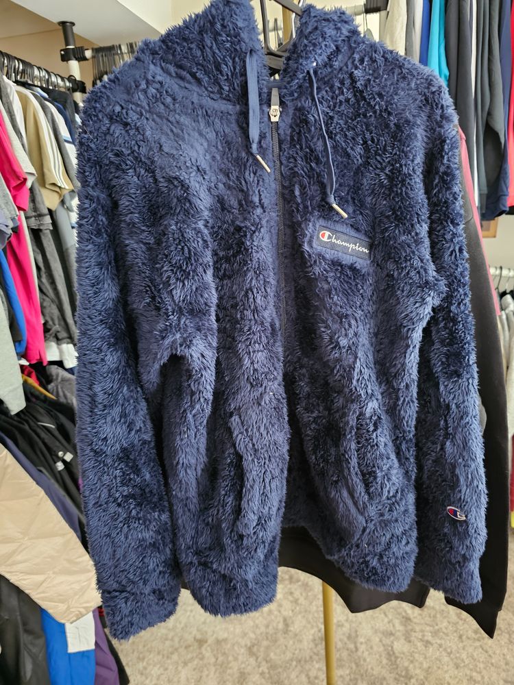 Champion Navy Blue Fluffy Zip-Up Hoodie