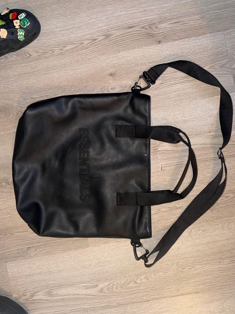 Black Tote Bag With Essentials Logo