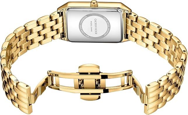 Gold-Tone Rectangular Wristwatch obraz 2