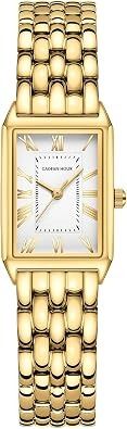 Gold-Tone Rectangular Wristwatch obraz 3