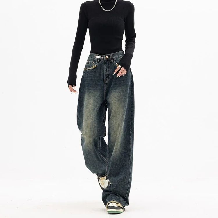 Nudie Jeans Wide Leg Faded Black Jeans product image