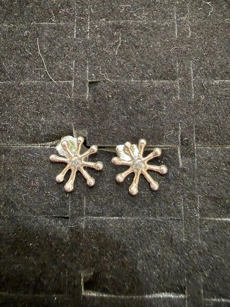 Silver Starburst Stud Earrings