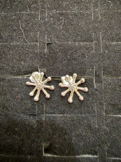 Silver Starburst Stud Earrings