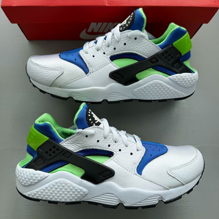 Nike Air Huarache Size UK 8 Scream Green White Blue Men's Trainers 318429-100 image 1