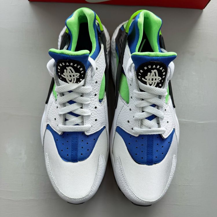 Nike Air Huarache Size UK 8 Scream Green White Blue Men's Trainers 318429-100 image 2