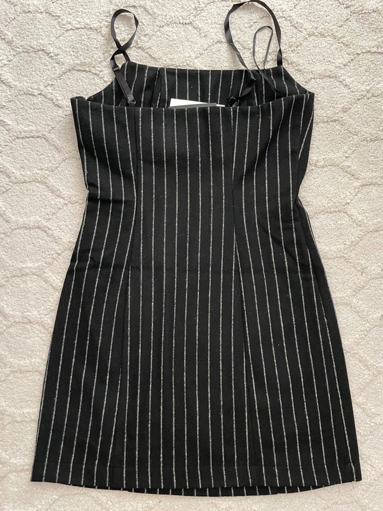 Black Pinstripe Sleeveless Dress 2