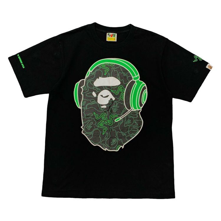 Bape Medium Tee Razor Neon Camo Ape Head Black T-Shirt A Bathing Ape image 1