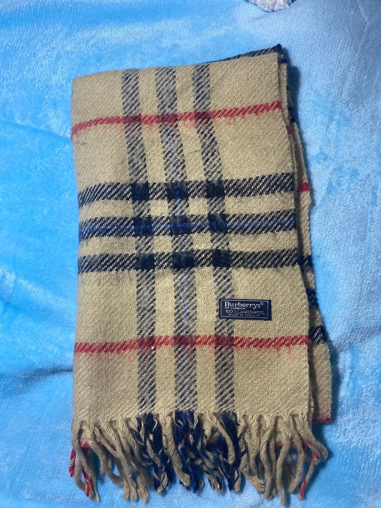 Burberrys Beige Checkered Scarf