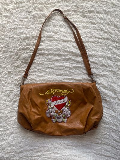 y2k Ed Hardy leather crossbody bag