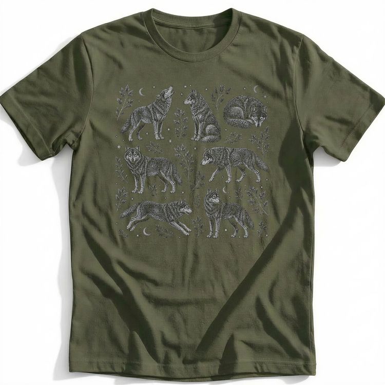 Wolf Fine Etching V2 T-Shirt image 5
