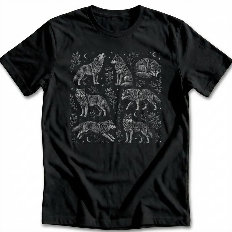 Wolf Fine Etching V2 T-Shirt image 4
