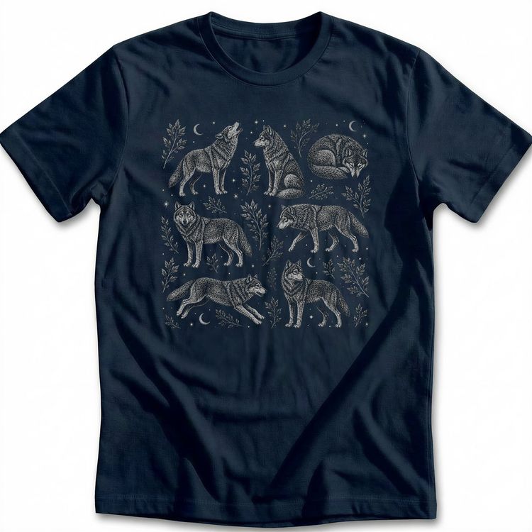 Wolf Fine Etching V2 T-Shirt image 2