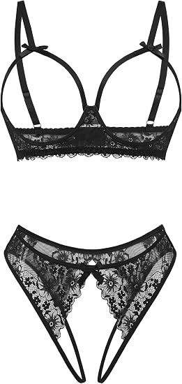 Black Lace Lingerie Set Bra And Panties image 3