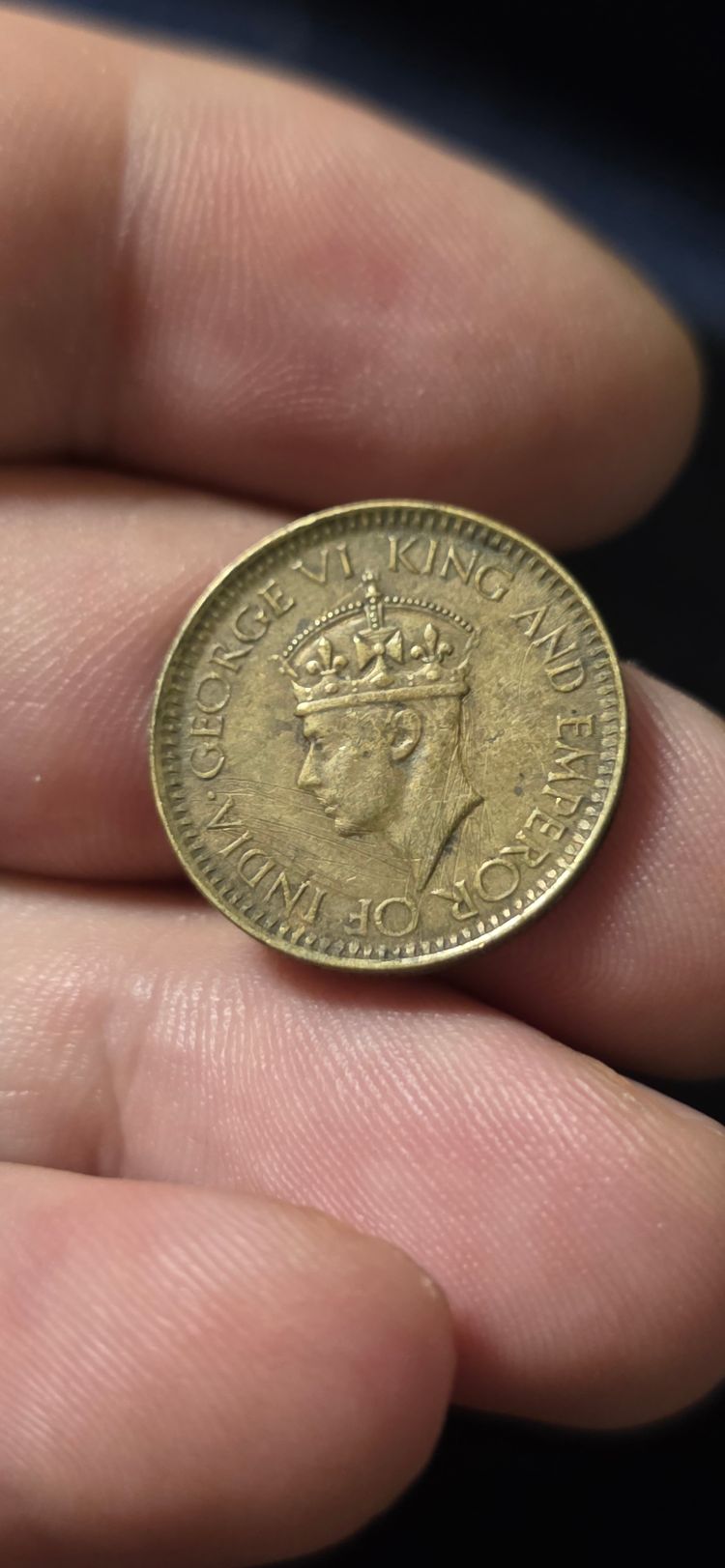 10). Ceylon 25 Cents Coin 1943