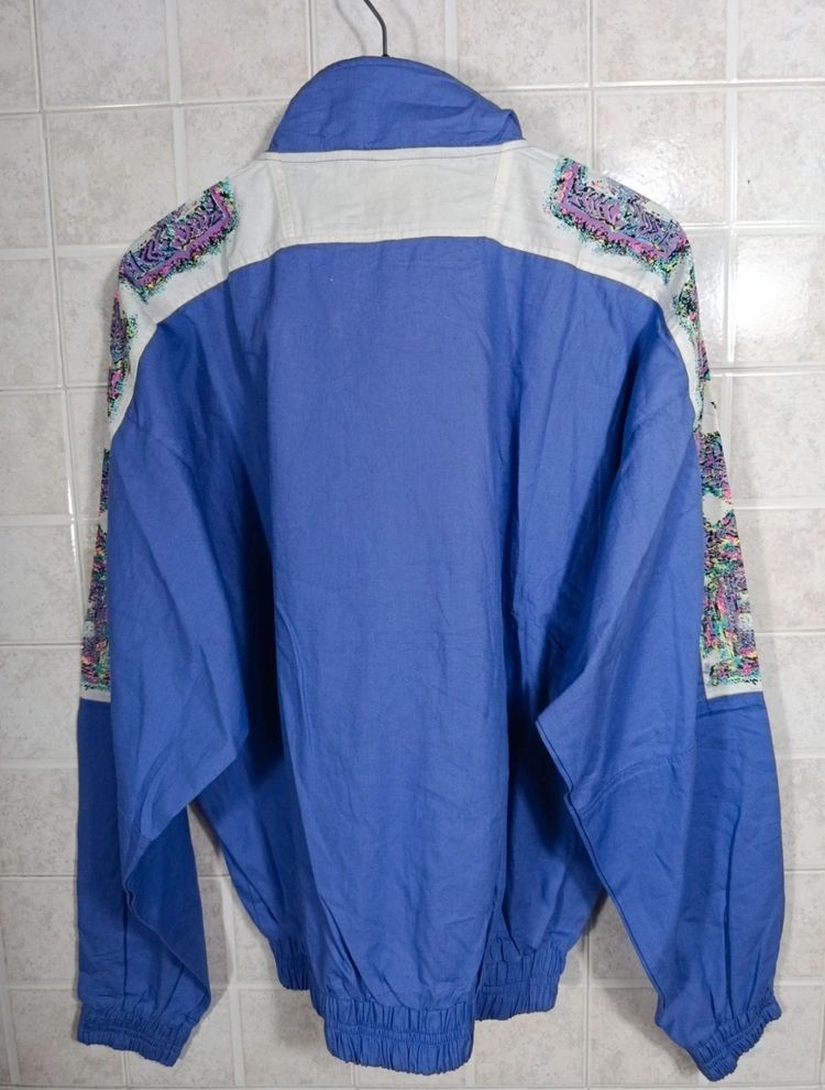 Kappa Blue Zip-Up Jacket With Patterned Accents Vintage '80 image 7