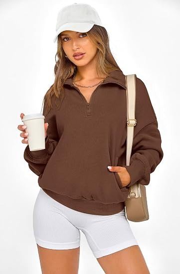 Brown Quarter-Zip Sweatshirt image 1