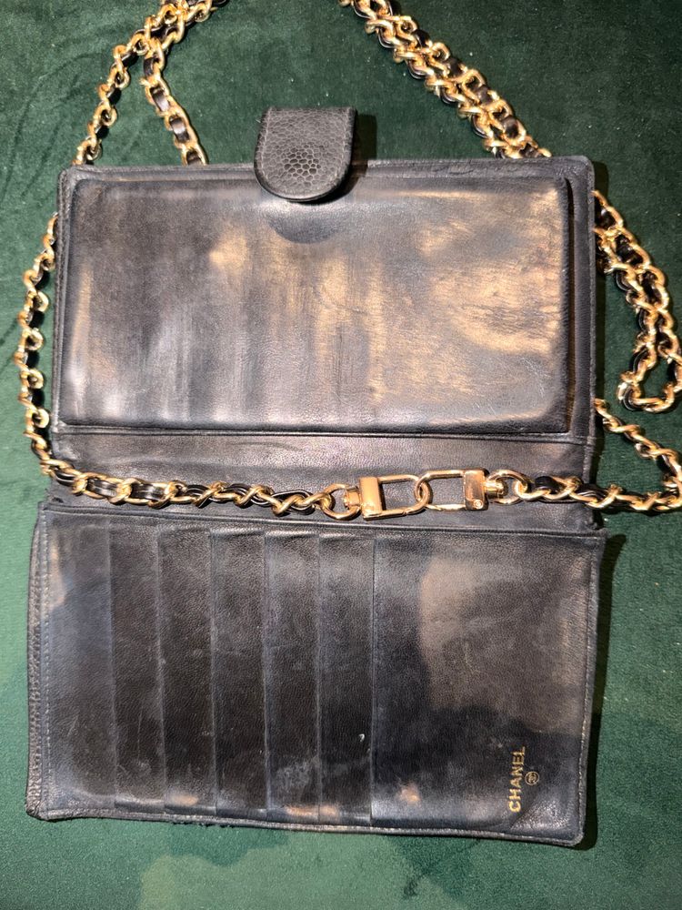 Chanel Black Leather Chain Shoulder Bag Wallet image 2
